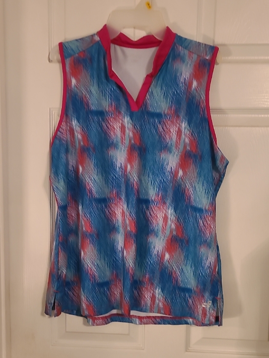 bcg Tops - bcg Blue & Pink Sleeveless V‑Neck Athletic Tank
